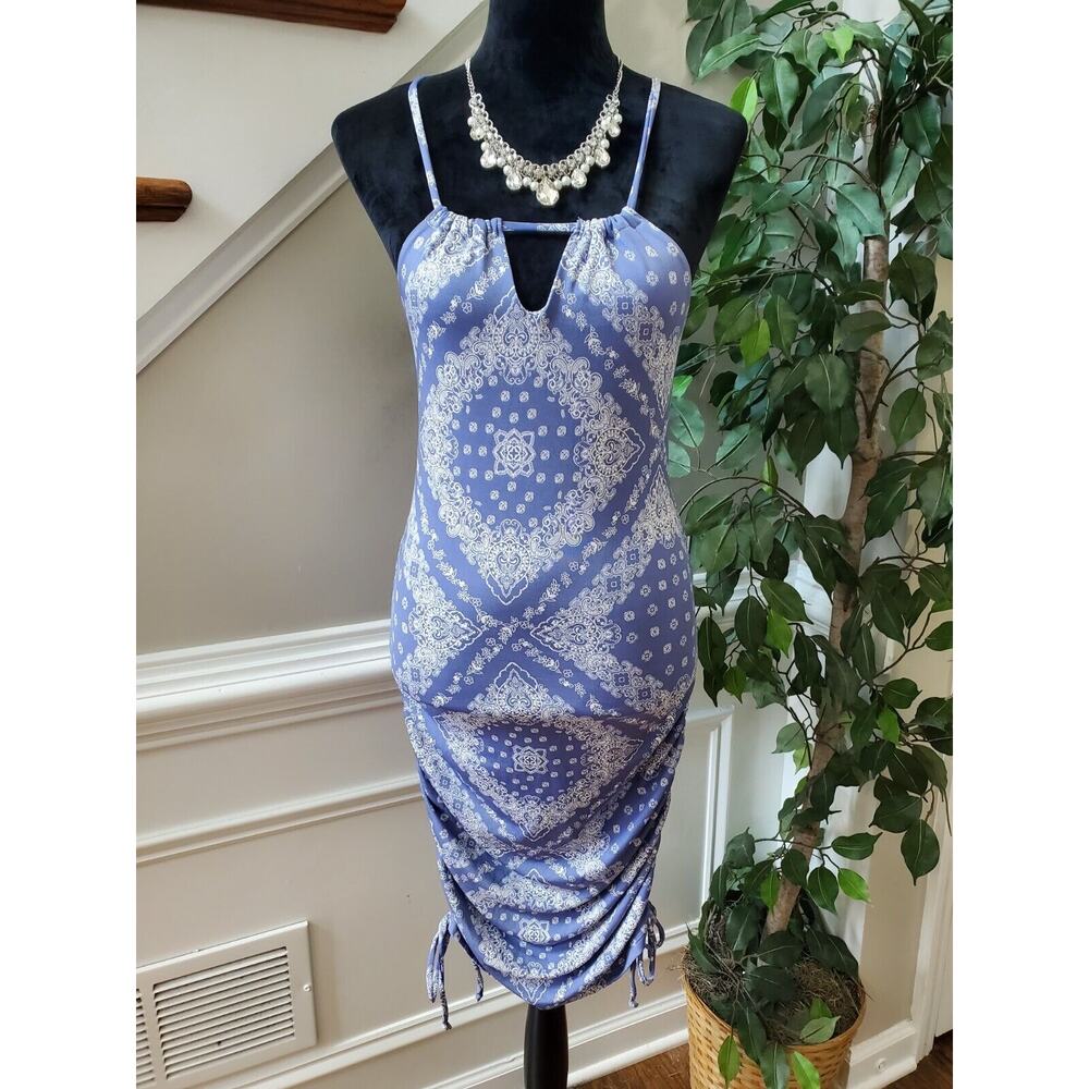 Rue 21 Women Purple Polyester Sleeveless Casual Knee Length Strappy Dress Medium